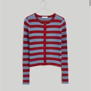 Madewell Red and Blue Striped Cardigan